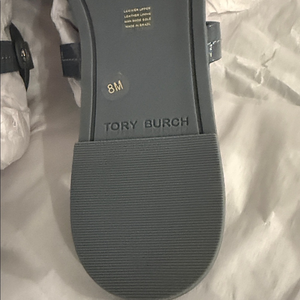 Tory Burch New In Box Rainwater Gray Patent Leather Miller Sandal … size 8 - Picture 7 of 12